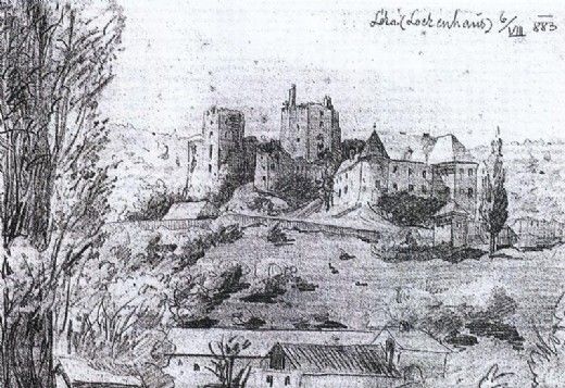 Alte Zeichnung der Burg Lockenhaus