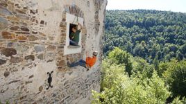 Abseilen Burgmauer